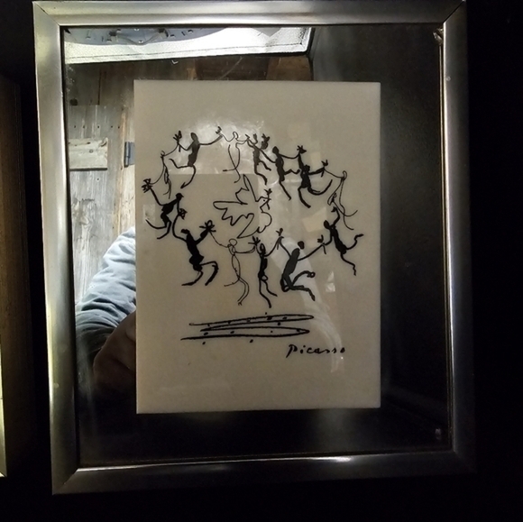 Vintage mirror art with signed Picasso serigraphs on tiles - Picture 12 of 14